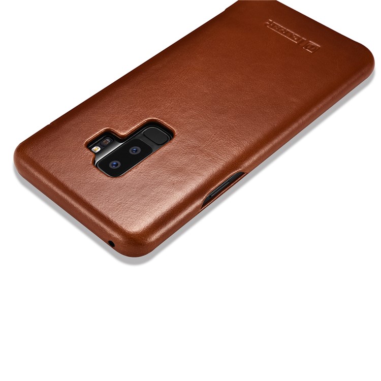 ICARER Curved Edge Vintage Genuine Leather Mobile Casing for Samsung Galaxy S9 Plus SM-G965 - Brown-9