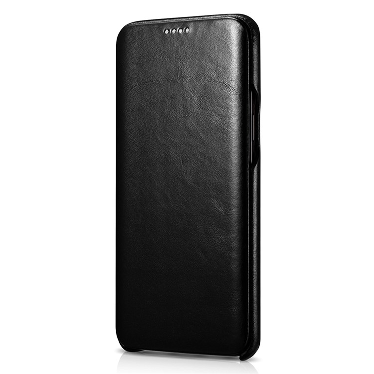 ICARER Curved Edge Vintage Genuine Leather Flip Cover for Samsung Galaxy S9 G960 - Black-2