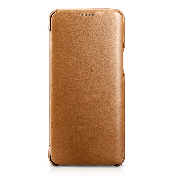 ICARER Curved Edge Vintage Genuine Leather Protective Cover for Samsung Galaxy S9 G960 - Khaki-5
