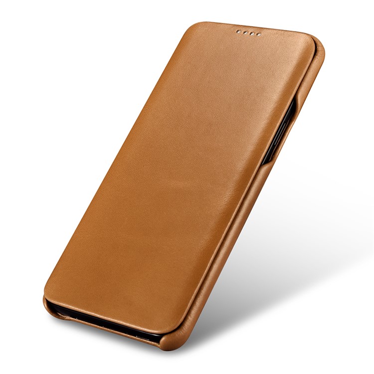 ICARER Curved Edge Vintage Genuine Leather Protective Cover for Samsung Galaxy S9 G960 - Khaki-7