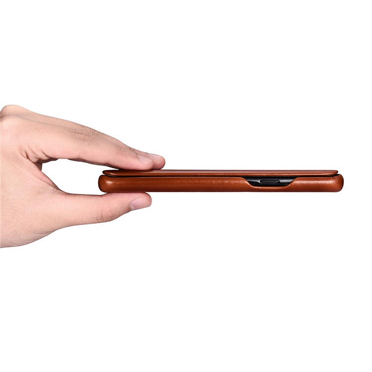 ICARER Curved Edge Vintage Genuine Leather Flip Mobile Phone Cover for Samsung Galaxy S9 G960 - Brown-15