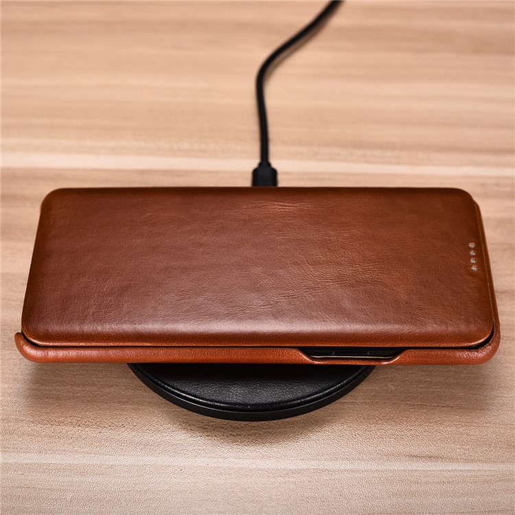ICARER Curved Edge Vintage Genuine Leather Flip Mobile Phone Cover for Samsung Galaxy S9 G960 - Brown-18