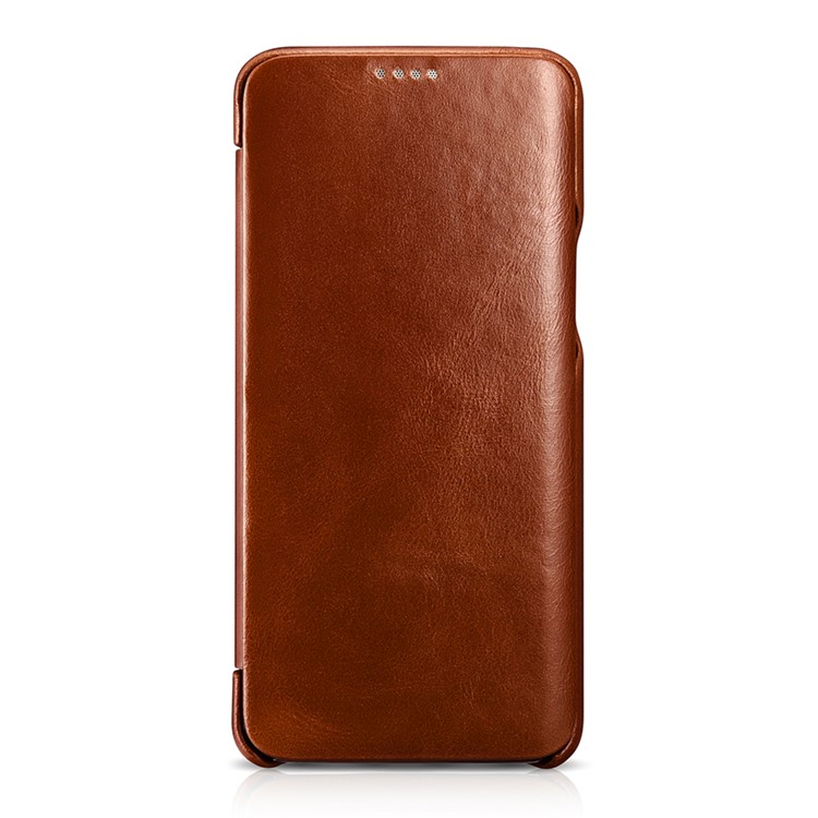 ICARER Curved Edge Vintage Genuine Leather Flip Mobile Phone Cover for Samsung Galaxy S9 G960 - Brown-5