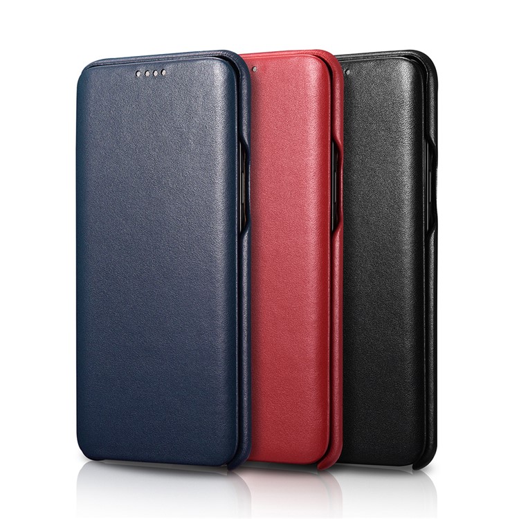 ICARER Curved Edge Vintage Genuine Leather Case for Samsung Galaxy S9 SM-G960 - Black-2