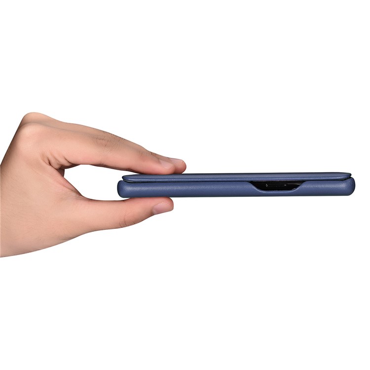 ICARER Curved Edge Vintage Genuine Leather Cover for Samsung Galaxy S9 SM-G960 - Dark Blue-10