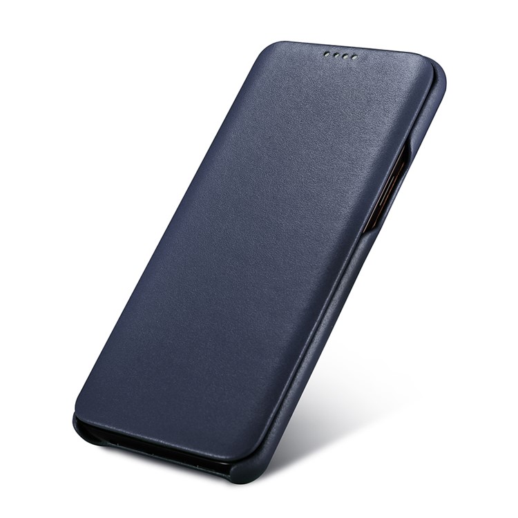 ICARER Curved Edge Vintage Genuine Leather Cover for Samsung Galaxy S9 SM-G960 - Dark Blue-6