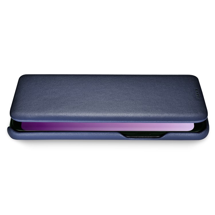 ICARER Curved Edge Vintage Genuine Leather Cover for Samsung Galaxy S9 SM-G960 - Dark Blue-8