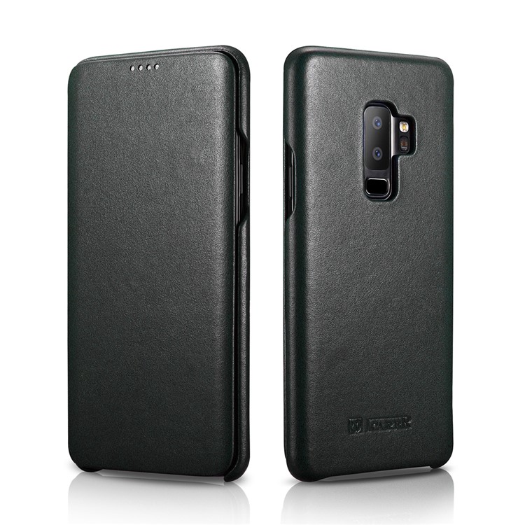 ICARER Curved Edge Luxury Series Genuine Leather Flip Case for Samsung Galaxy S9+ SM-G965 - Black-1