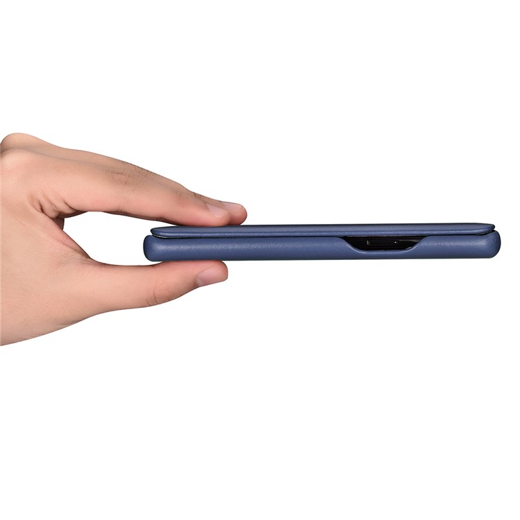 ICARER Curved Edge Luxury Series Genuine Leather Flip Case Shell for Samsung Galaxy S9+ SM-G965 - Dark Blue-10