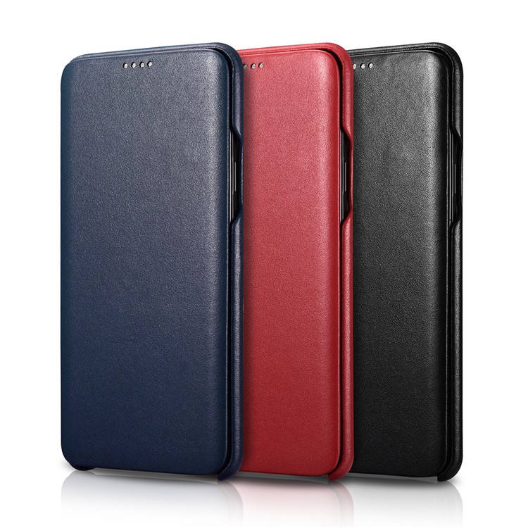 ICARER Curved Edge Luxury Series Genuine Leather Flip Case Shell for Samsung Galaxy S9+ SM-G965 - Dark Blue-13
