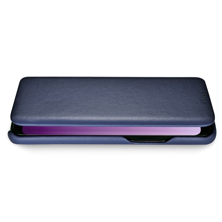ICARER Curved Edge Luxury Series Genuine Leather Flip Case Shell for Samsung Galaxy S9+ SM-G965 - Dark Blue-7