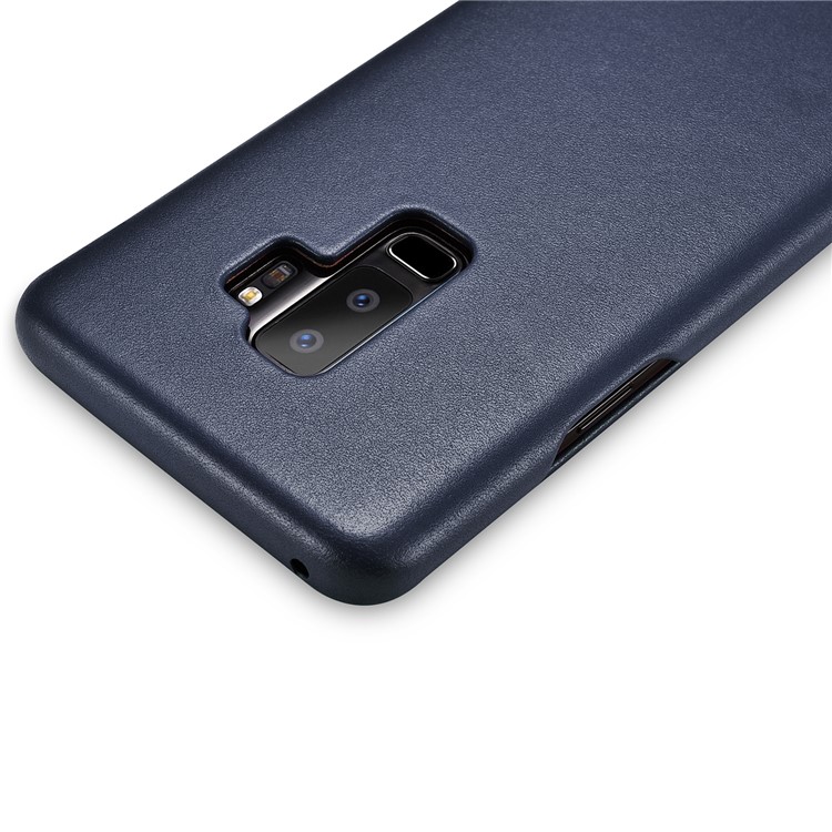 ICARER Curved Edge Luxury Series Genuine Leather Flip Case Shell for Samsung Galaxy S9+ SM-G965 - Dark Blue-8