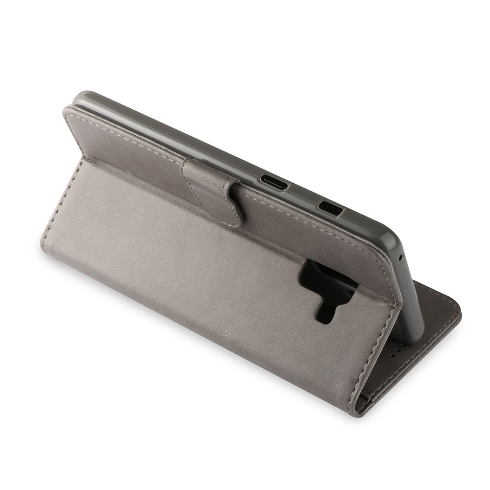 LC.IMEEKE Wallet Leather Stand Cover for Samsung Galaxy A8 (2018) - Grey-6