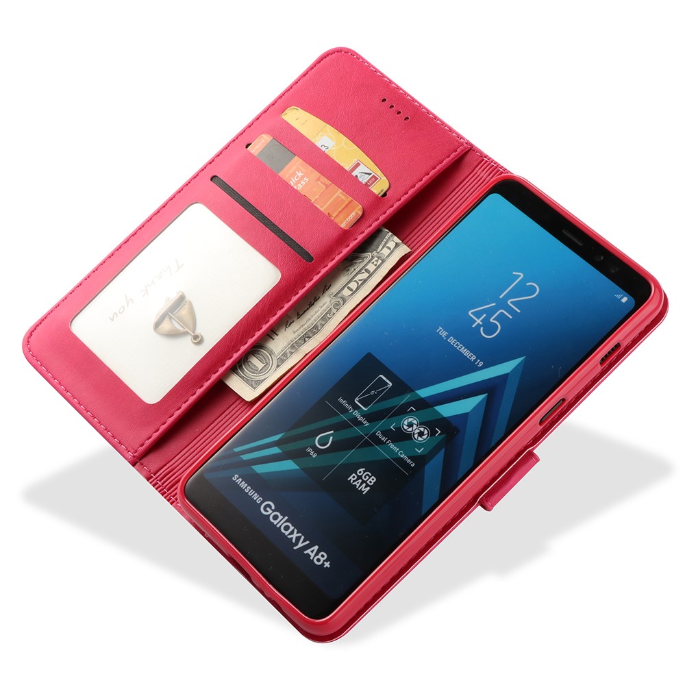 LC.IMEEKE Wallet Leather Stand Shell for Samsung Galaxy A8 (2018) - Rose-2