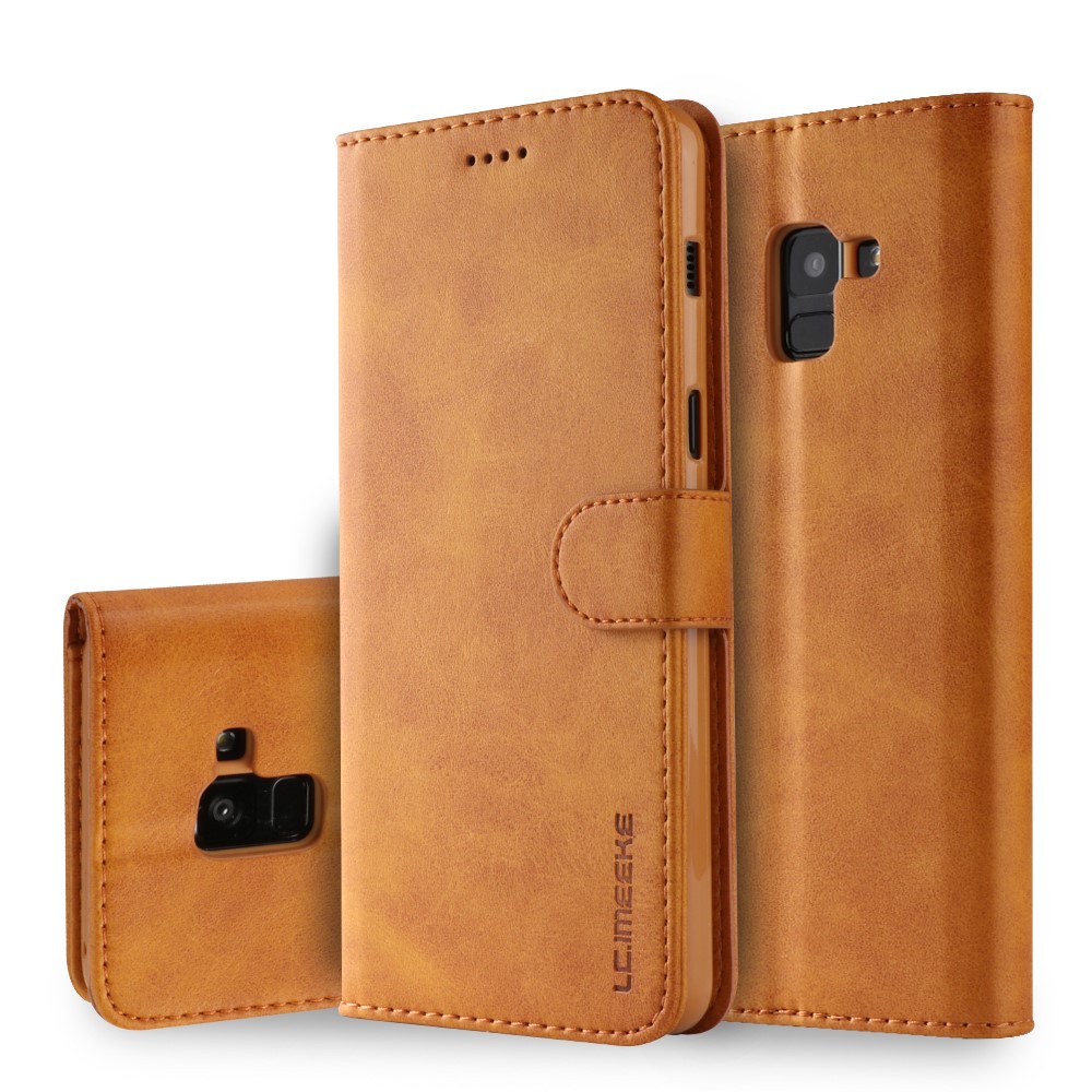 LC.IMEEKE Leather Wallet Case for Samsung Galaxy A8 (2018) - Brown-1