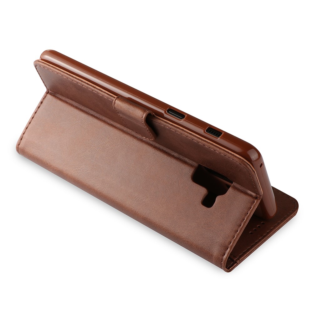 LC.IMEEKE Leather Wallet Cover for Samsung Galaxy A8 (2018) - Coffee-4