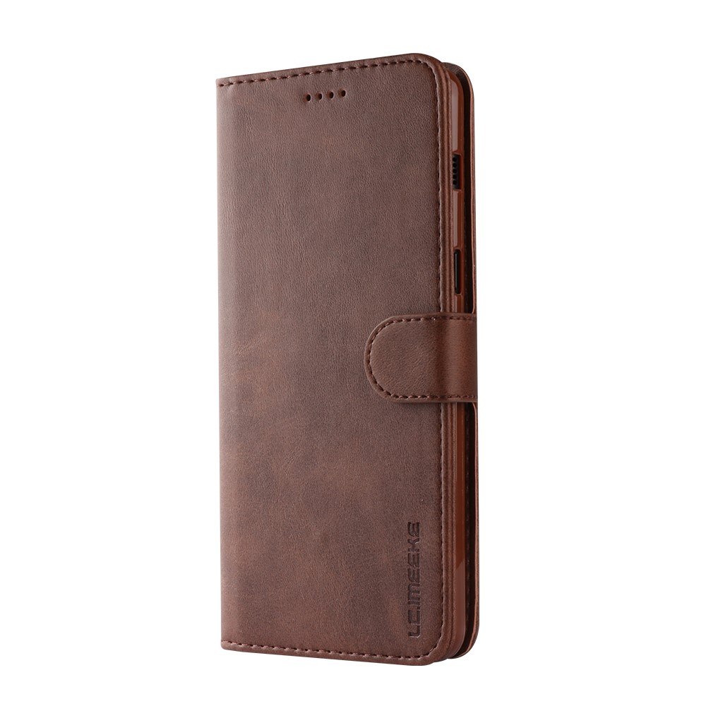 LC.IMEEKE Leather Wallet Cover for Samsung Galaxy A8 (2018) - Coffee-5