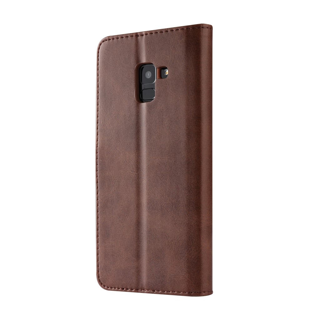 LC.IMEEKE Leather Wallet Cover for Samsung Galaxy A8 (2018) - Coffee-6