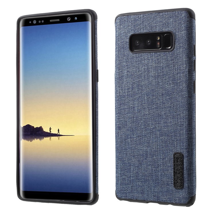 Canvas Cloth Coated TPU Back Phone Case for Samsung Galaxy Note 8 SM-N950 - Baby Blue-1