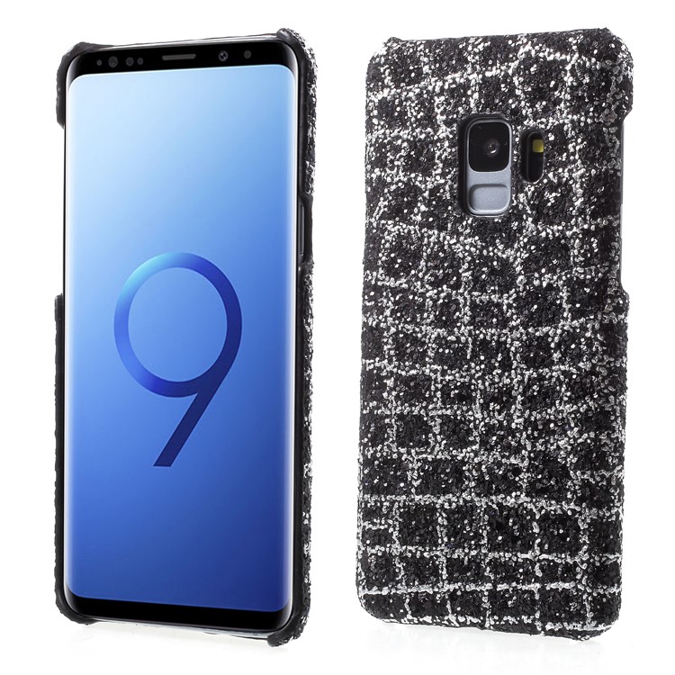 Glittery Sequins Decor PU Leather Coated Plastic Case for Samsung Galaxy S9 G960 - Black-1
