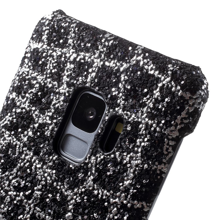 Glittery Sequins Decor PU Leather Coated Plastic Case for Samsung Galaxy S9 G960 - Black-5