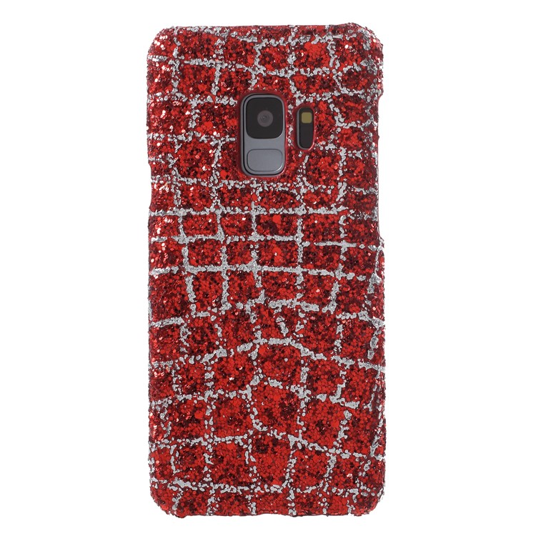Glittery Sequins Decor PU Leather Coated Back Case for Samsung Galaxy S9 G960 - Red-1