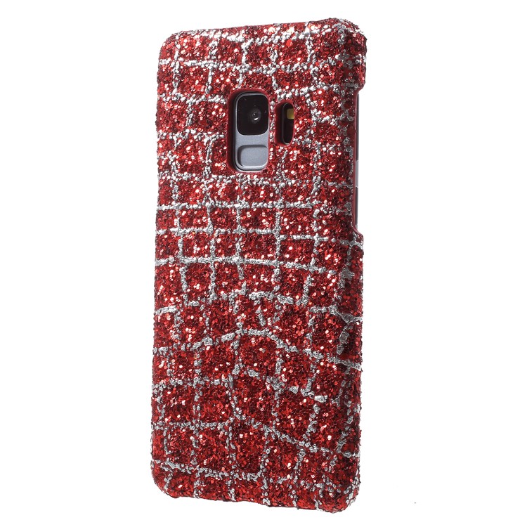 Glittery Sequins Decor PU Leather Coated Back Case for Samsung Galaxy S9 G960 - Red-3