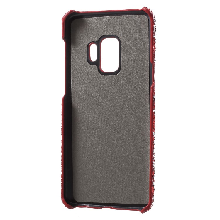 Glittery Sequins Decor PU Leather Coated Back Case for Samsung Galaxy S9 G960 - Red-5