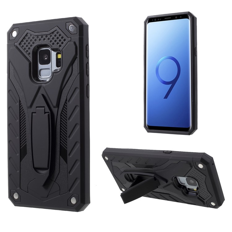Rugged Shockproof Hybrid Phone Case with Kickstand for Samsung Galaxy S9 SM-G960 - Black-1