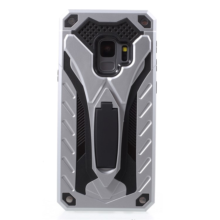 Rugged Shockproof Hybrid Phone Cover with Kickstand for Samsung Galaxy S9 SM-G960 - Silver-1