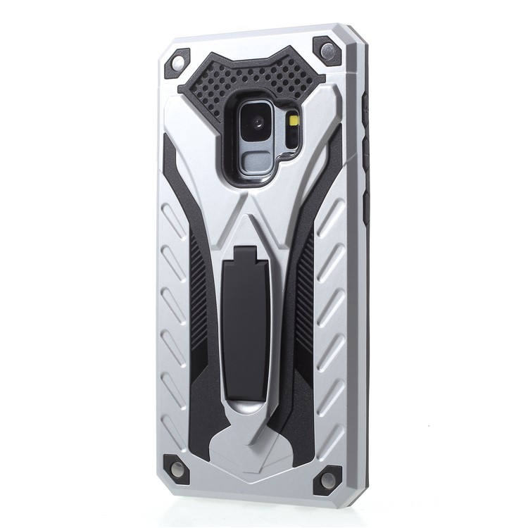 Rugged Shockproof Hybrid Phone Cover with Kickstand for Samsung Galaxy S9 SM-G960 - Silver-3