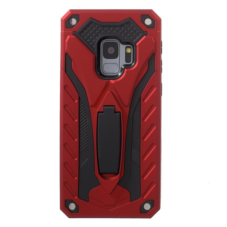 Rugged Shockproof Hybrid Phone Casing with Kickstand for Samsung Galaxy S9 SM-G960 - Red-1
