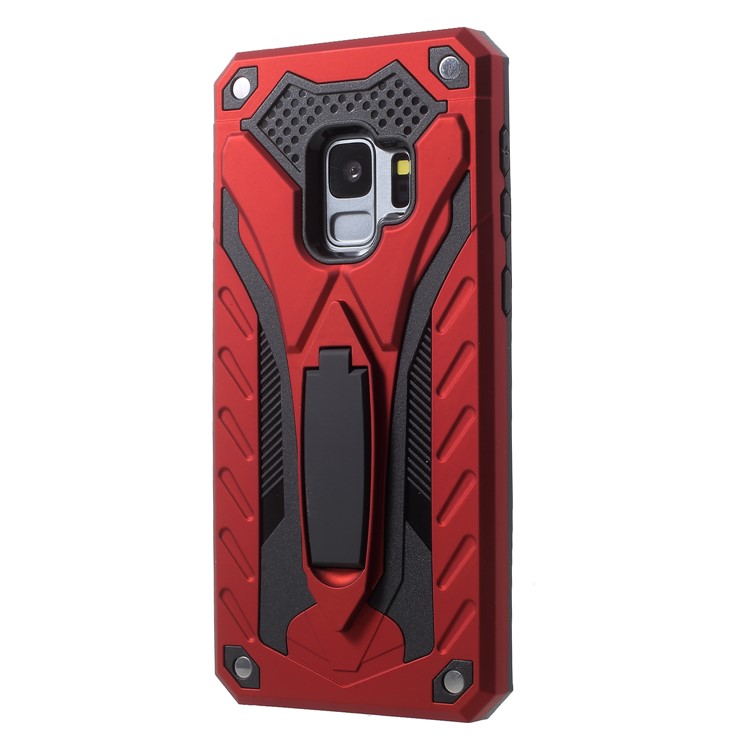 Rugged Shockproof Hybrid Phone Casing with Kickstand for Samsung Galaxy S9 SM-G960 - Red-3