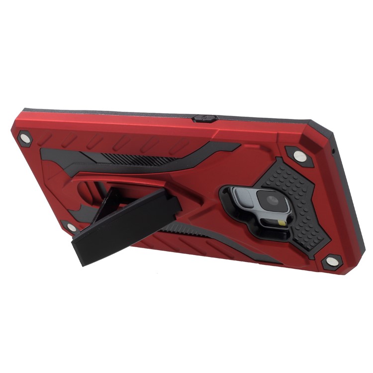 Rugged Shockproof Hybrid Phone Casing with Kickstand for Samsung Galaxy S9 SM-G960 - Red-5