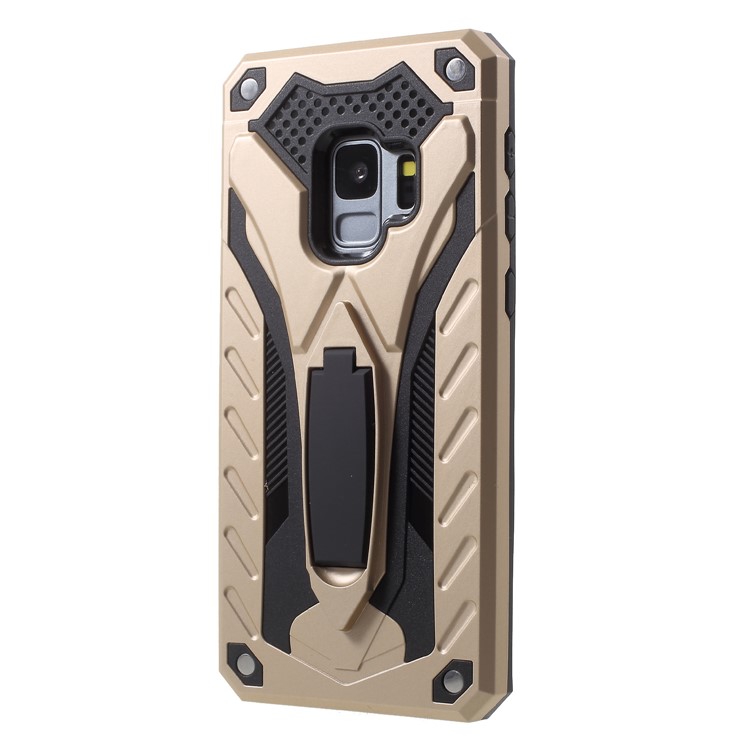 Rugged Shockproof Hybrid Phone Shell with Kickstand for Samsung Galaxy S9 SM-G960 - Gold-3