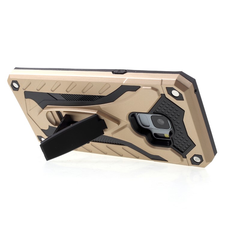 Rugged Shockproof Hybrid Phone Shell with Kickstand for Samsung Galaxy S9 SM-G960 - Gold-5