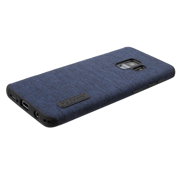 Canvas Cloth Coated TPU Mobile Phone Case for Samsung Galaxy S9 SM-G960 - Dark Blue-3