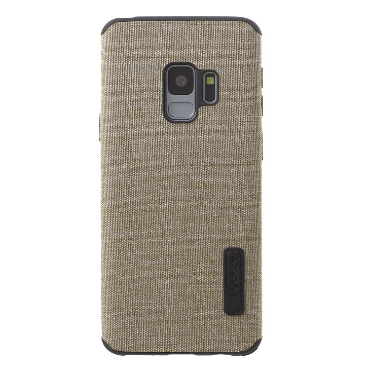Canvas Cloth Coated TPU Back Phone Shell for Samsung Galaxy S9 SM-G960 - Khaki-1
