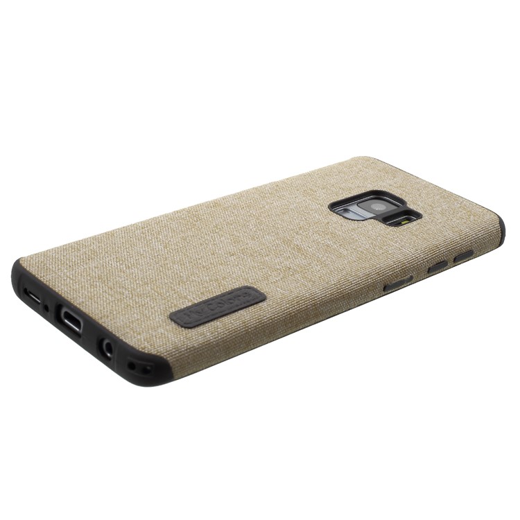 Canvas Cloth Coated TPU Back Phone Shell for Samsung Galaxy S9 SM-G960 - Khaki-4