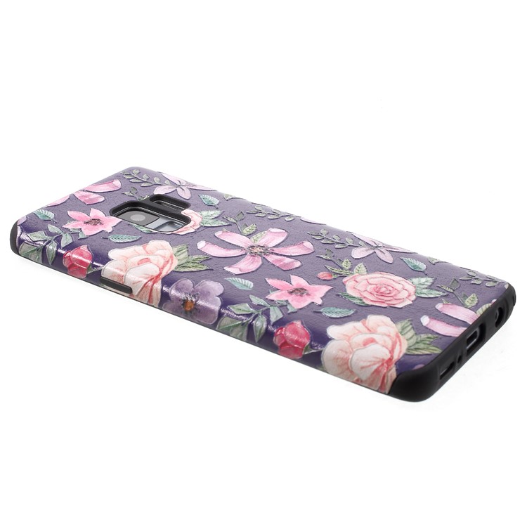 Embossed Pattern Soft TPU Mobile Case for Samsung Galaxy S9 SM-G960 - Blooming Flowers-4