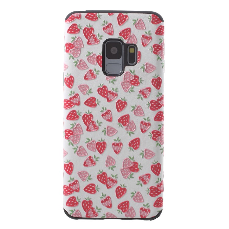 Embossed Pattern Soft TPU Mobile Cover for Samsung Galaxy S9 SM-G960 - Strawberries Pattern-1