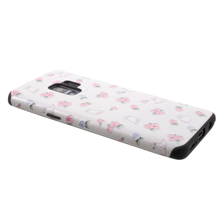 Embossed Pattern Soft TPU Cell Phone Case Accessory for Samsung Galaxy S9 SM-G960 - Cats and Flowers-4