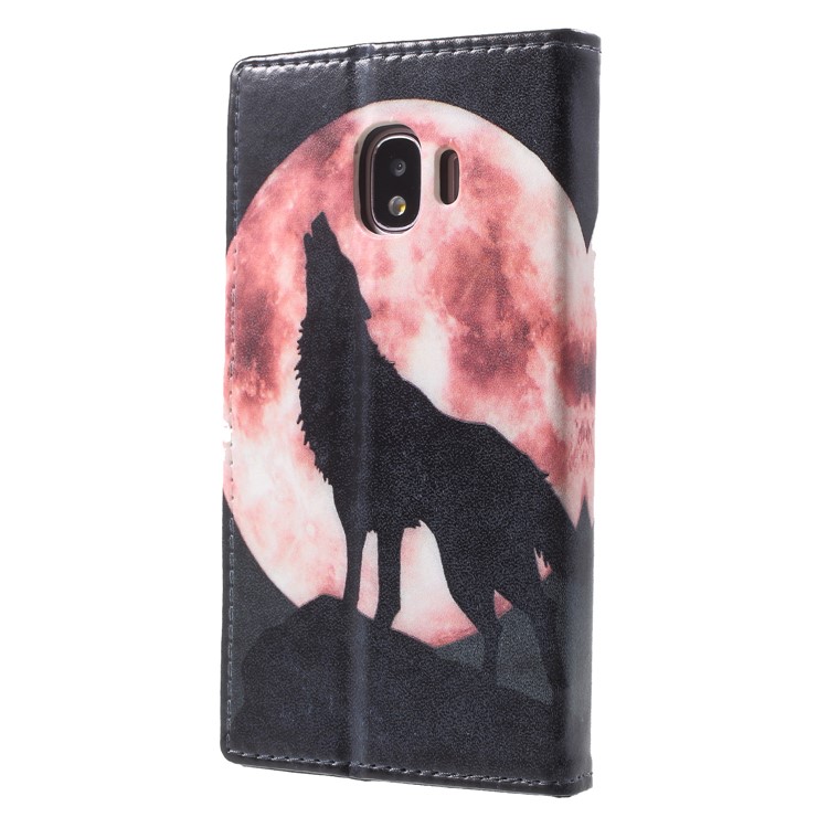 Pattern Printing Leather Wallet Stand Case for Samsung Galaxy J2 Pro 2018 - Wolf Howling at the Moon-2