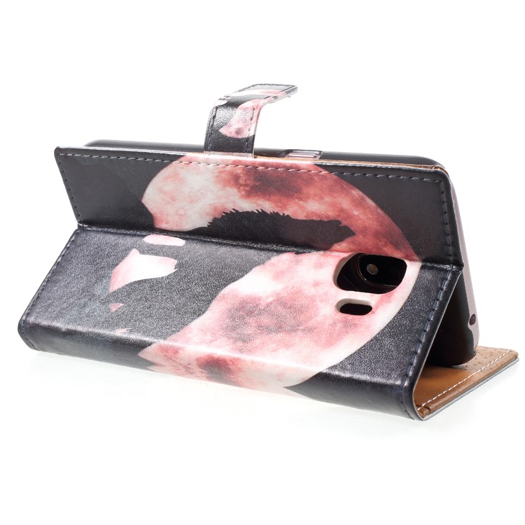 Pattern Printing Leather Wallet Stand Case for Samsung Galaxy J2 Pro 2018 - Wolf Howling at the Moon-5