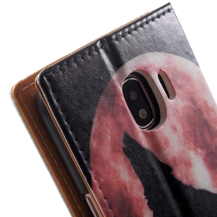 Pattern Printing Leather Wallet Stand Case for Samsung Galaxy J2 Pro 2018 - Wolf Howling at the Moon-8