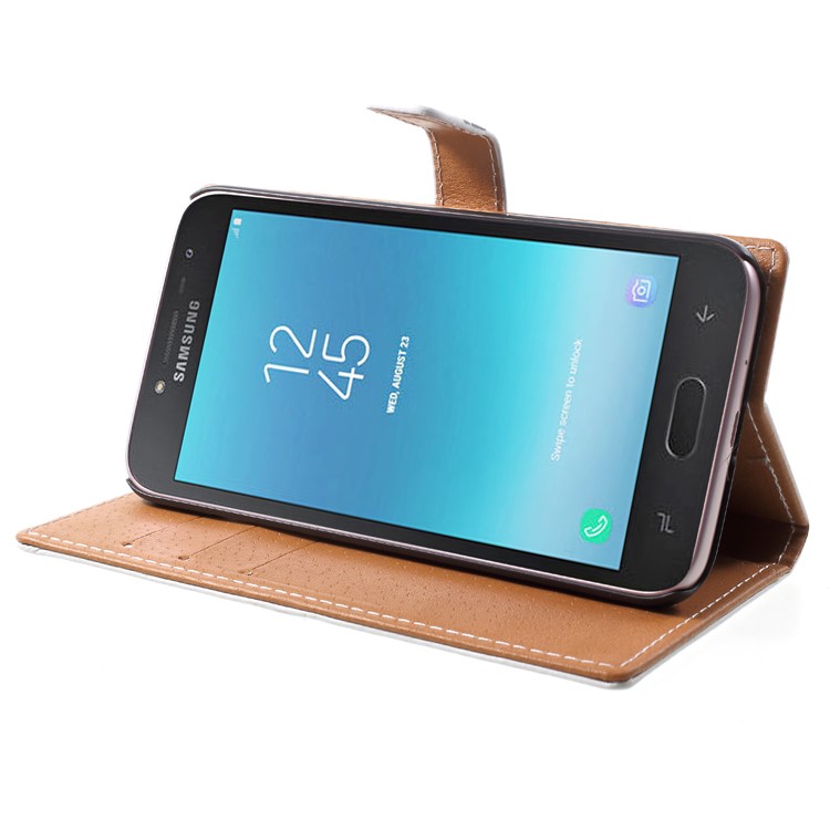 Pattern Printing Leather Wallet Stand Cover for Samsung Galaxy J2 Pro 2018 - Black Cat-4