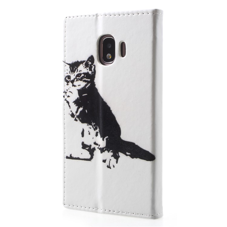 Pattern Printing Leather Wallet Stand Shell for Samsung Galaxy J2 Pro 2018 - Black and White Cat-2