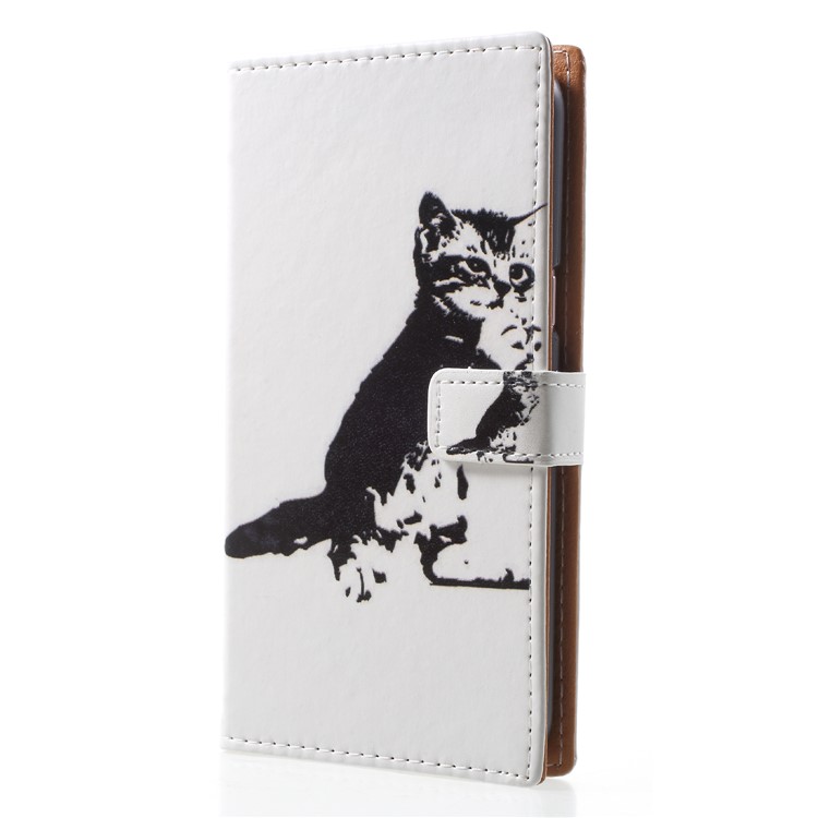 Pattern Printing Leather Wallet Stand Shell for Samsung Galaxy J2 Pro 2018 - Black and White Cat-3