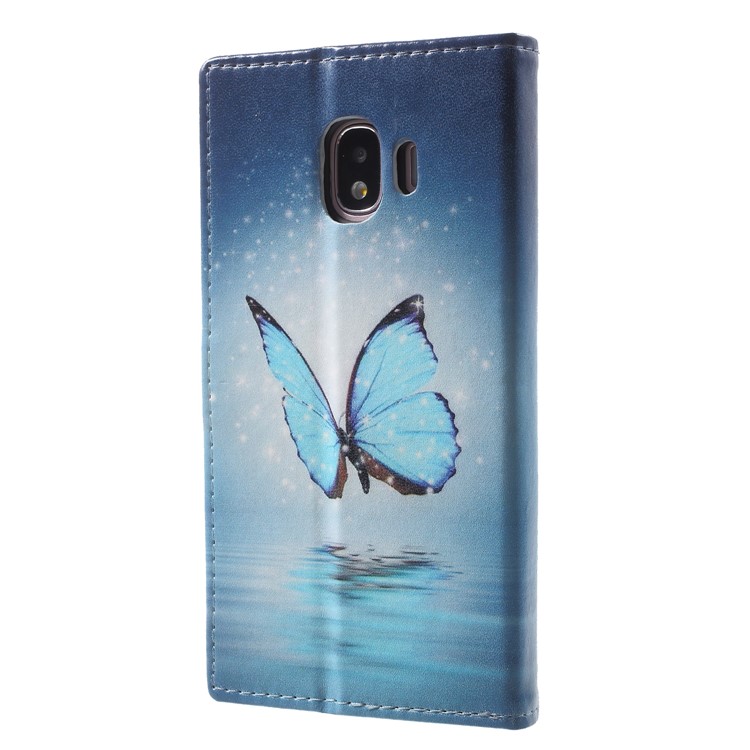 Patterned Leather Wallet Stand Phone Cover for Samsung Galaxy J2 Pro 2018 - Blue Butterfly-2