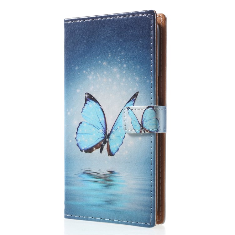 Patterned Leather Wallet Stand Phone Cover for Samsung Galaxy J2 Pro 2018 - Blue Butterfly-3